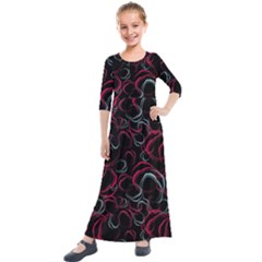 Blue And Red Stains Kids  Quarter Sleeve Maxi Dress by SychEva