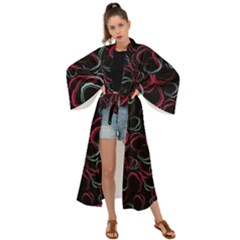 Blue And Red Stains Maxi Kimono by SychEva