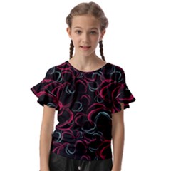 Blue And Red Stains Kids  Cut Out Flutter Sleeves