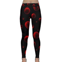 Red Drops On Black Classic Yoga Leggings by SychEva