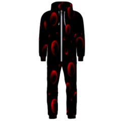 Red Drops On Black Hooded Jumpsuit (men)  by SychEva