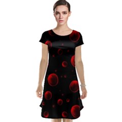 Red Drops On Black Cap Sleeve Nightdress by SychEva