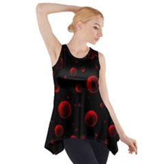 Red Drops On Black Side Drop Tank Tunic by SychEva