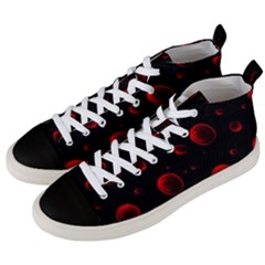 Red Drops On Black Men s Mid-top Canvas Sneakers by SychEva