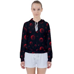 Red Drops On Black Women s Tie Up Sweat by SychEva