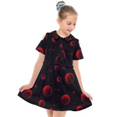 Red Drops On Black Kids  Short Sleeve Shirt Dress by SychEva