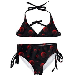 Red Drops On Black Kids  Classic Bikini Set by SychEva