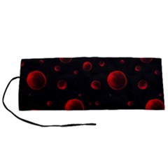 Red Drops On Black Roll Up Canvas Pencil Holder (s) by SychEva