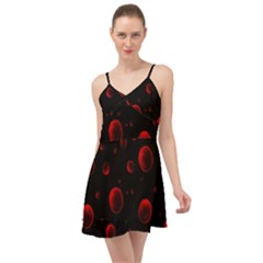 Red Drops On Black Summer Time Chiffon Dress by SychEva