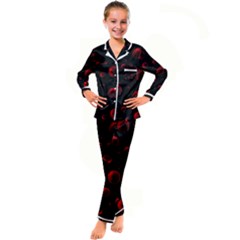 Red Drops On Black Kid s Satin Long Sleeve Pajamas Set by SychEva