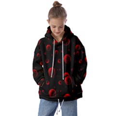 Red Drops On Black Kids  Oversized Hoodie by SychEva