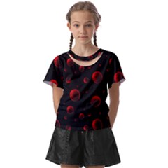 Red Drops On Black Kids  Front Cut Tee by SychEva