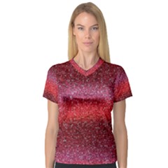 Red Sequins V-neck Sport Mesh Tee