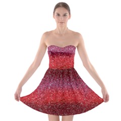 Red Sequins Strapless Bra Top Dress by SychEva