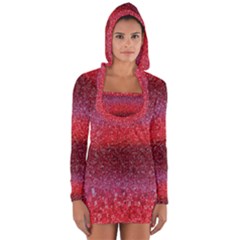 Red Sequins Long Sleeve Hooded T-shirt by SychEva