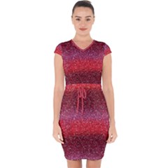 Red Sequins Capsleeve Drawstring Dress  by SychEva