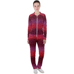 Red Sequins Casual Jacket And Pants Set by SychEva