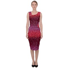 Red Sequins Sleeveless Pencil Dress by SychEva