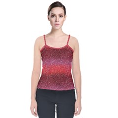 Red Sequins Velvet Spaghetti Strap Top by SychEva