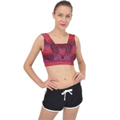 Red Sequins V-back Sports Bra by SychEva