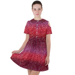 Red Sequins Short Sleeve Shoulder Cut Out Dress  by SychEva