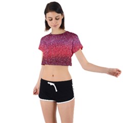 Red Sequins Tie Back Short Sleeve Crop Tee by SychEva