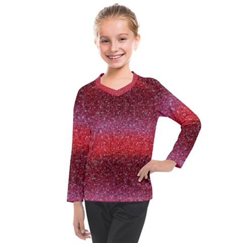 Red Sequins Kids  Long Mesh Tee by SychEva