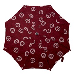 White Skulls On Red Shiny Background Hook Handle Umbrellas (large) by SychEva