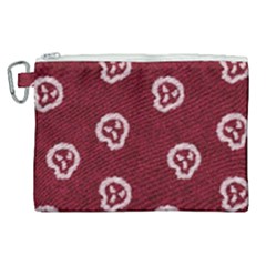 White Skulls On Red Shiny Background Canvas Cosmetic Bag (xl) by SychEva
