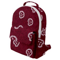 White Skulls On Red Shiny Background Flap Pocket Backpack (small) by SychEva