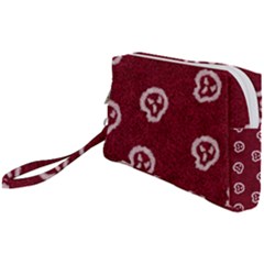 White Skulls On Red Shiny Background Wristlet Pouch Bag (small) by SychEva