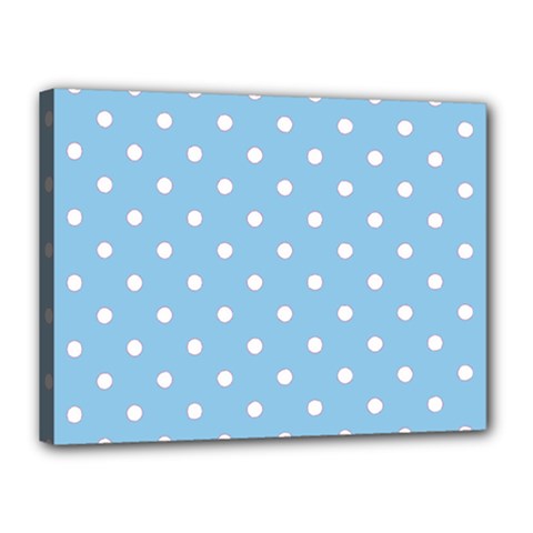 1950 Summer Sky Blue White Dots Canvas 16  x 12  (Stretched)