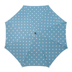 1950 Summer Sky Blue White Dots Golf Umbrellas by SomethingForEveryone