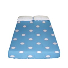 1950 Summer Sky Blue White Dots Fitted Sheet (full/ Double Size) by SomethingForEveryone