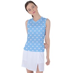 1950 Summer Sky Blue White Dots Women s Sleeveless Sports Top by SomethingForEveryone