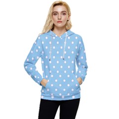 1950 Summer Sky Blue White Dots Women s Lightweight Drawstring Hoodie by SomethingForEveryone