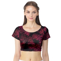 Red Abstraction Short Sleeve Crop Top by SychEva