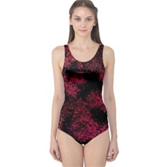 Red Abstraction One Piece Swimsuit by SychEva