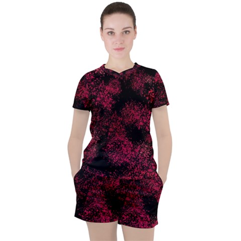 Red Abstraction Women s Tee And Shorts Set by SychEva