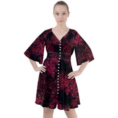 Red Abstraction Boho Button Up Dress by SychEva