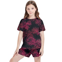 Red Abstraction Kids  Tee And Sports Shorts Set by SychEva