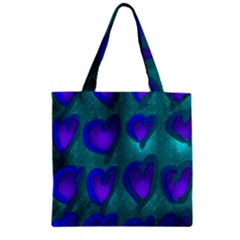 Purple Hearts Zipper Grocery Tote Bag by kiernankallan