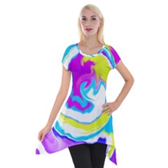 Psychedelic  Short Sleeve Side Drop Tunic