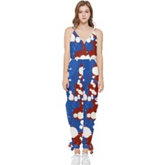 Splatter Sleeveless Tie Ankle Jumpsuit