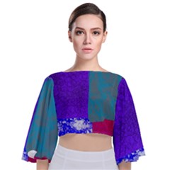 Patches Tie Back Butterfly Sleeve Chiffon Top