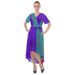 Patches Front Wrap High Low Dress