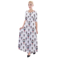 Sketchy Style Scarecrow Drawing Motif Pattern Half Sleeves Maxi Dress by dflcprintsclothing