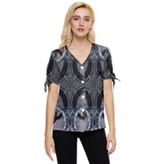 Lunar Phases Bow Sleeve Button Up Top by MRNStudios