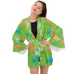 Funny Dinosaur Long Sleeve Kimono by SychEva
