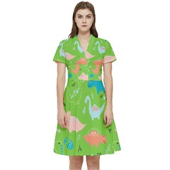 Funny Dinosaur Short Sleeve Waist Detail Dress by SychEva